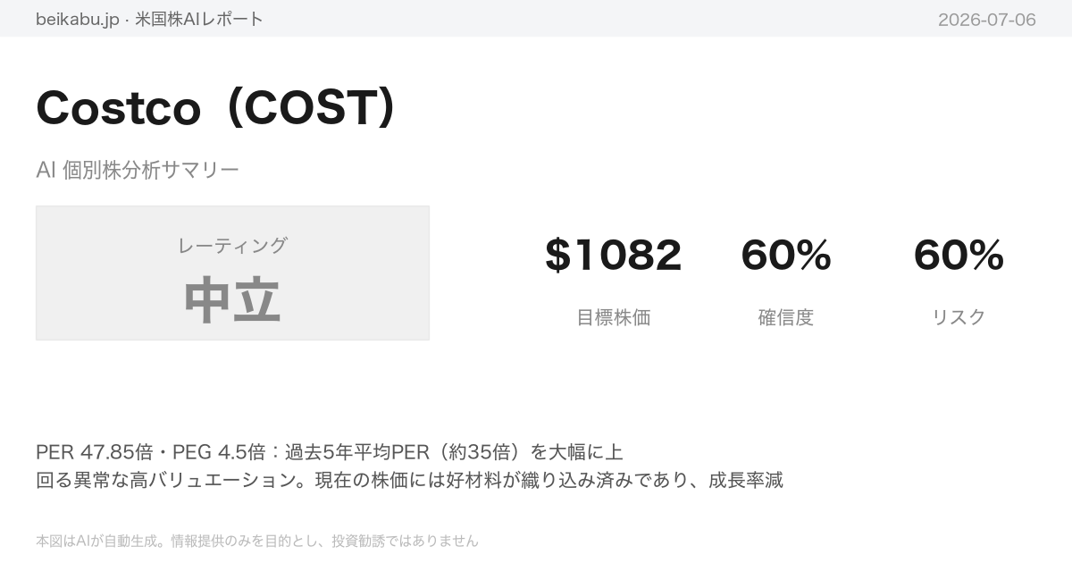 Costco（COST）AI分析サマリー